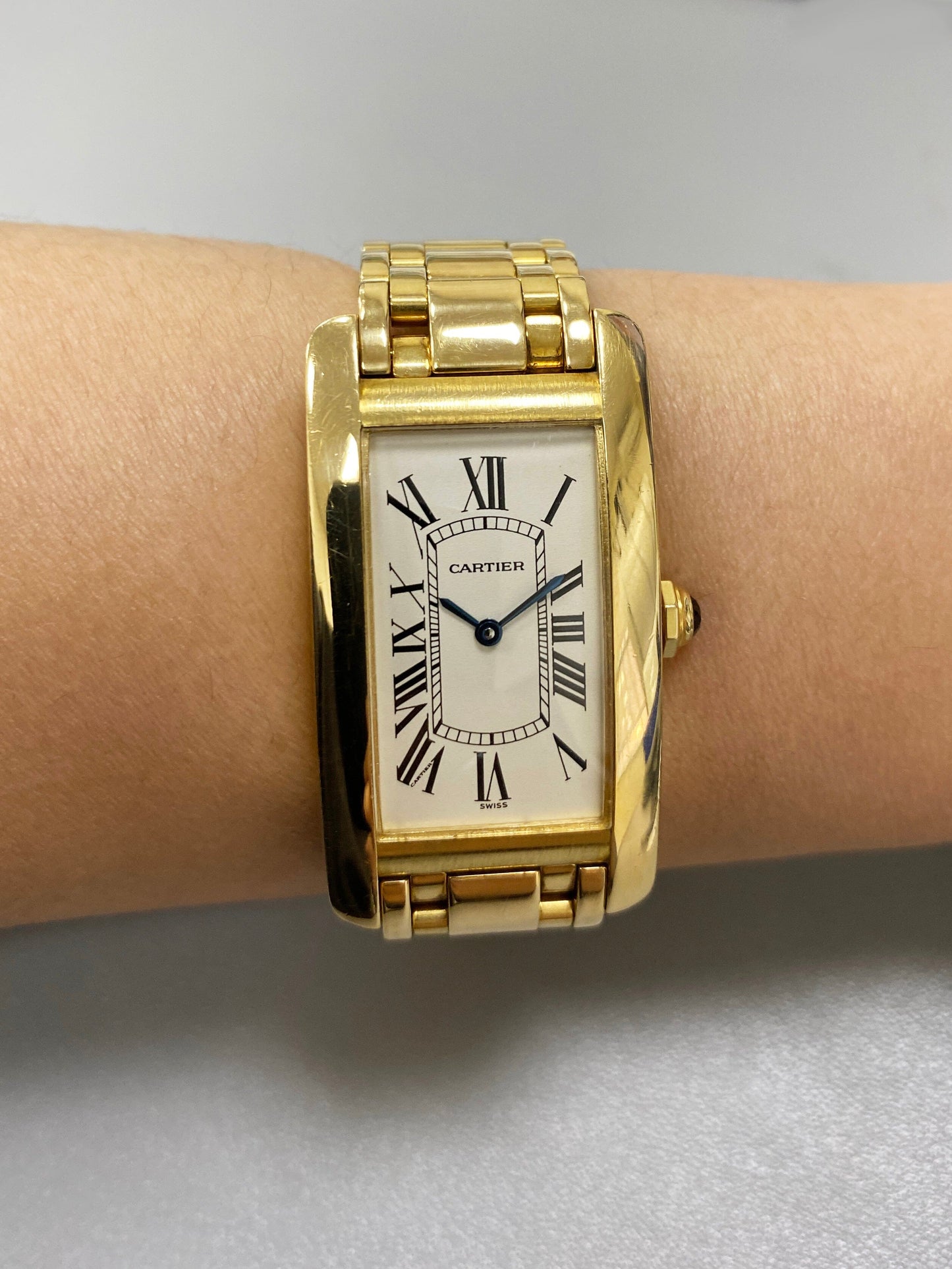 Cartier Tank Americaine W26014K2 Midsize 18K Yellow Gold Watch Box Papers - Wristwatch