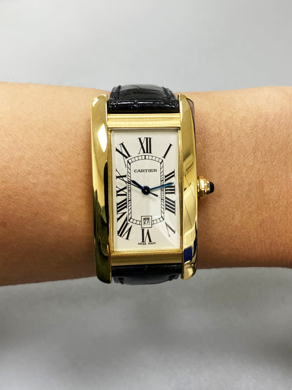 Cartier Tank Americaine W2603556 18K Yellow Gold Watch Box & papers - Wristwatch