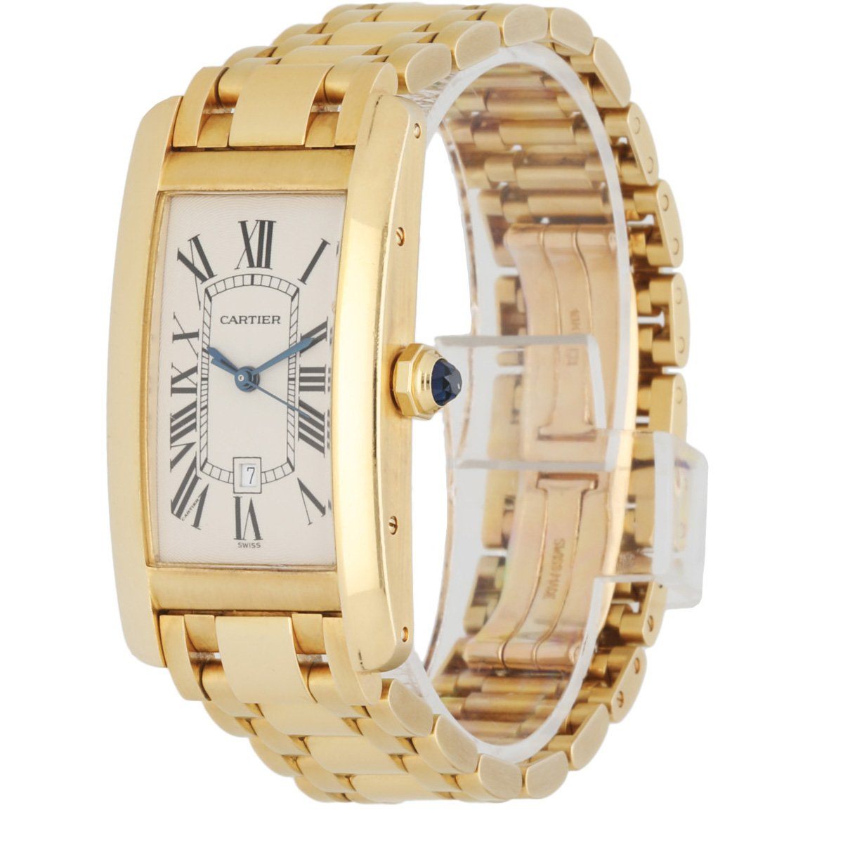 Cartier Tank Americaine W26035K2 /1725 18K Yellow Gold Men's Watch
