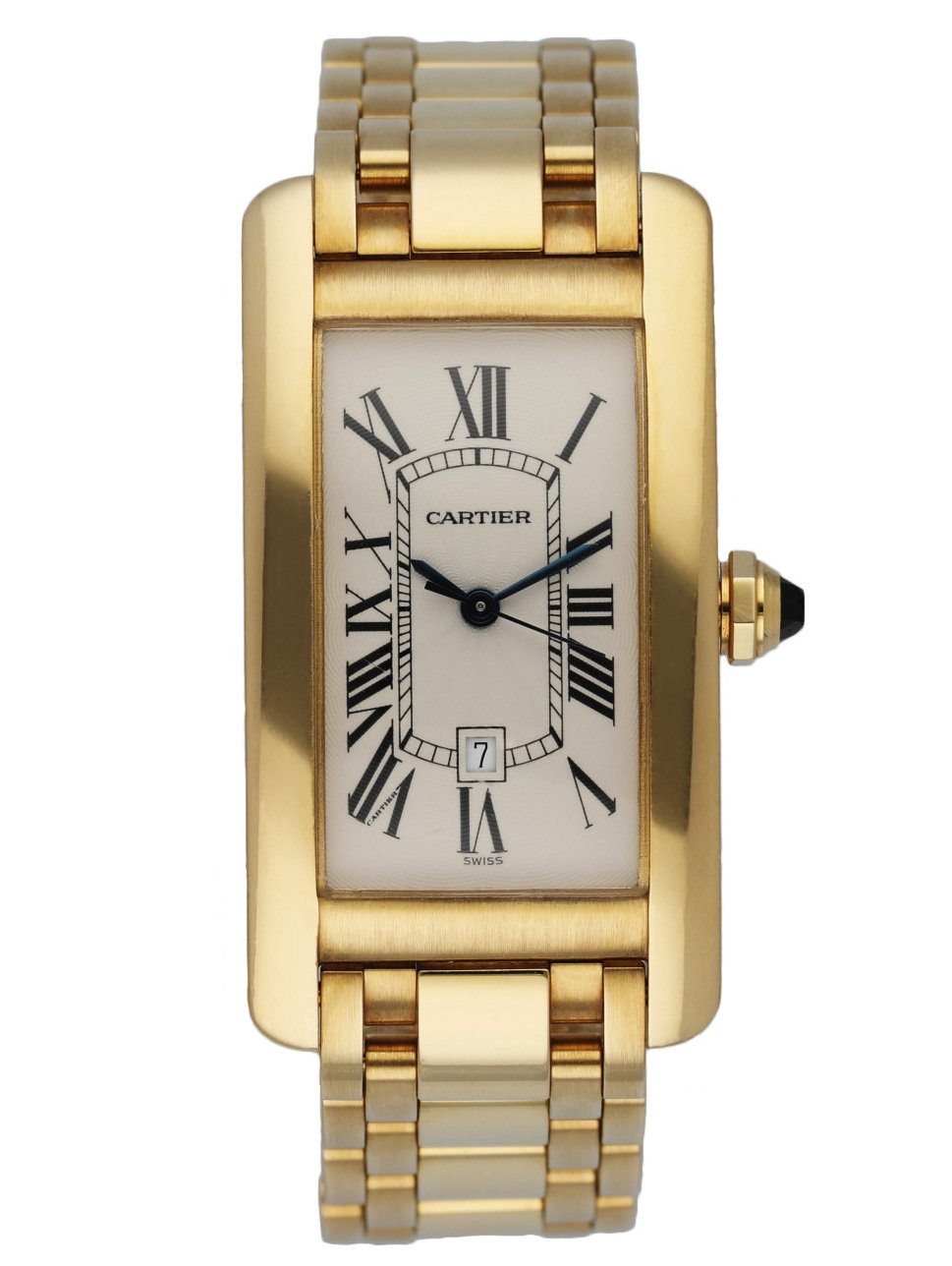 Cartier Tank Americaine W26035K2 /1725 18K Yellow Gold Men's Watch