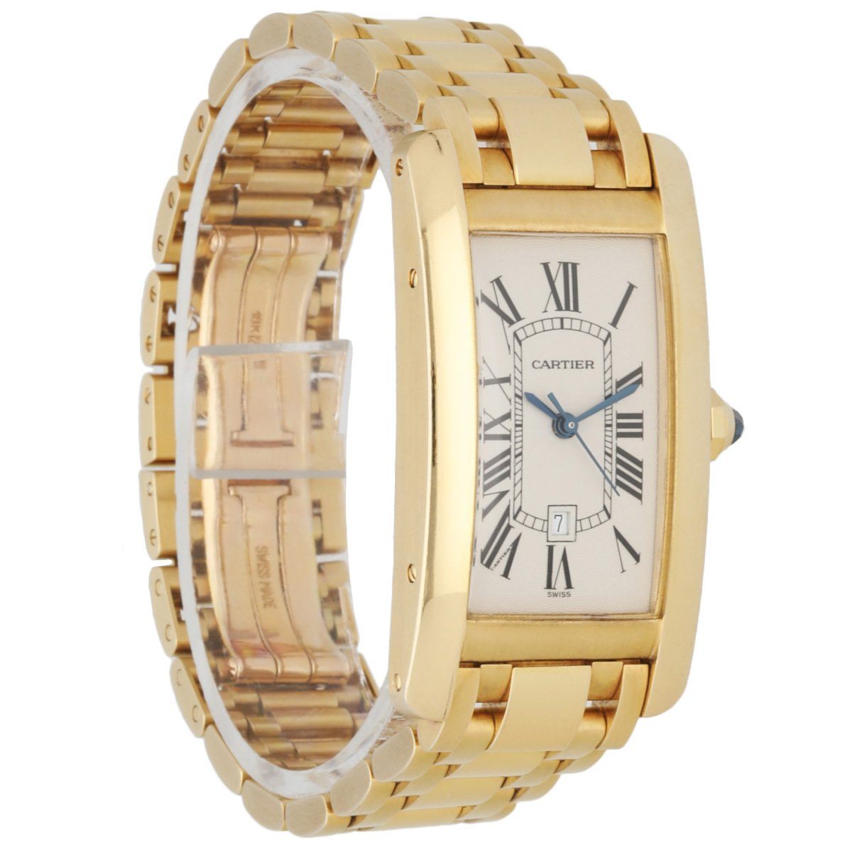 Cartier Tank Americaine W26035K2 /1725 18K Yellow Gold Men's Watch