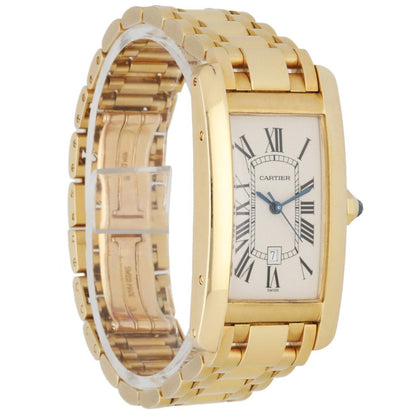 Cartier Tank Americaine W26035K2 /1725 18K Yellow Gold Men's Watch