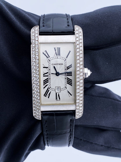 Cartier Tank Americaine W2603656 Diamond Mid Size Ladies Watch Box Papers - Wristwatch