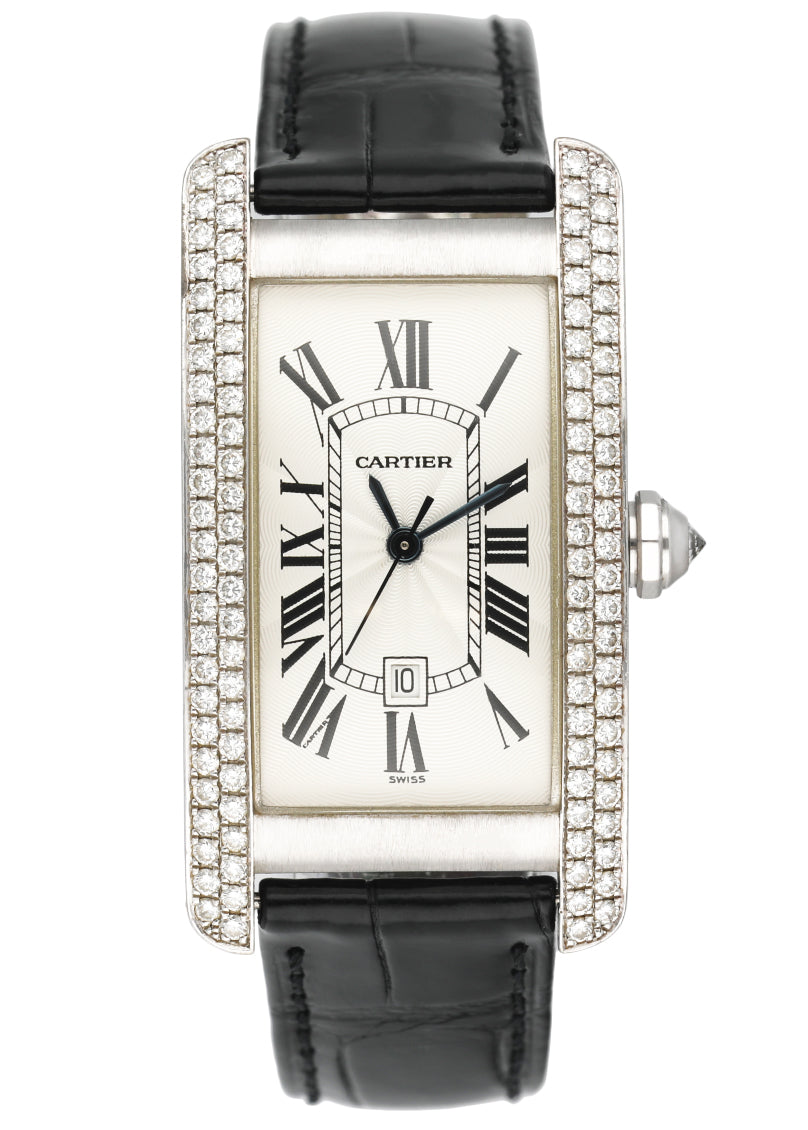 Cartier Tank Americaine W2603656 Diamond Mid Size Ladies Watch Box Papers - Wristwatch