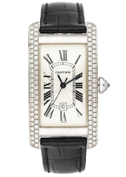 Cartier Tank Americaine W2603656 Diamond Mid Size Ladies Watch Box Papers - Wristwatch