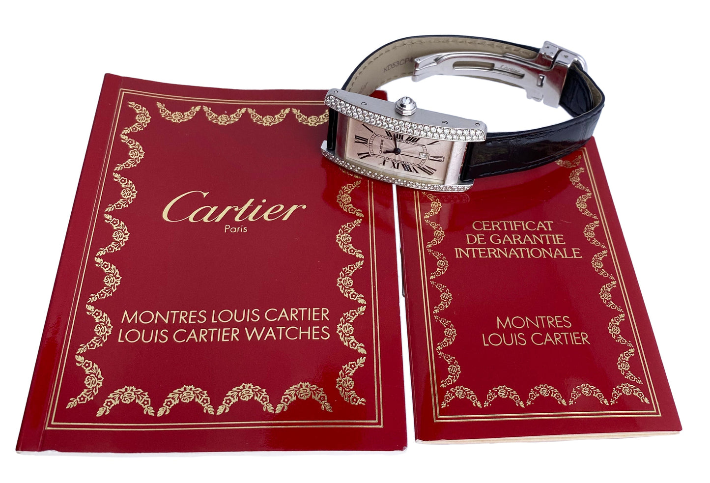 Cartier Tank Americaine W2603656 Diamond Mid Size Ladies Watch Box Papers - Wristwatch