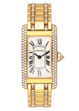 Cartier Tank Americaine WB7012JL Diamond Bezel Ladies Watch - Wristwatch