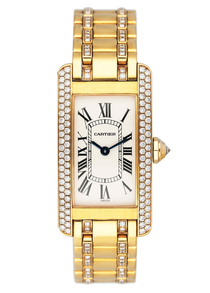 Cartier Tank Americaine WB7012JL Diamond Bezel Ladies Watch - Wristwatch