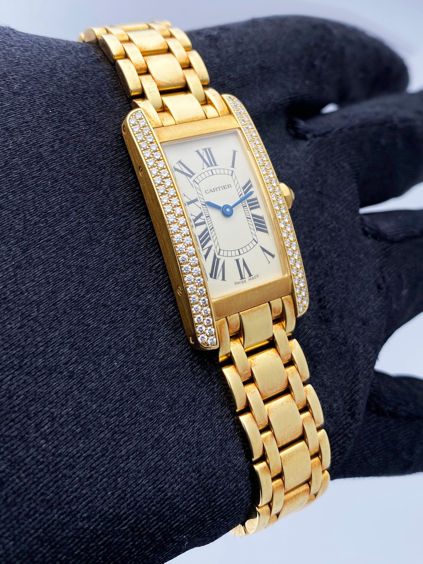 Cartier Tank Americaine WB7012K2 Diamond Ladies Watch - Wristwatch