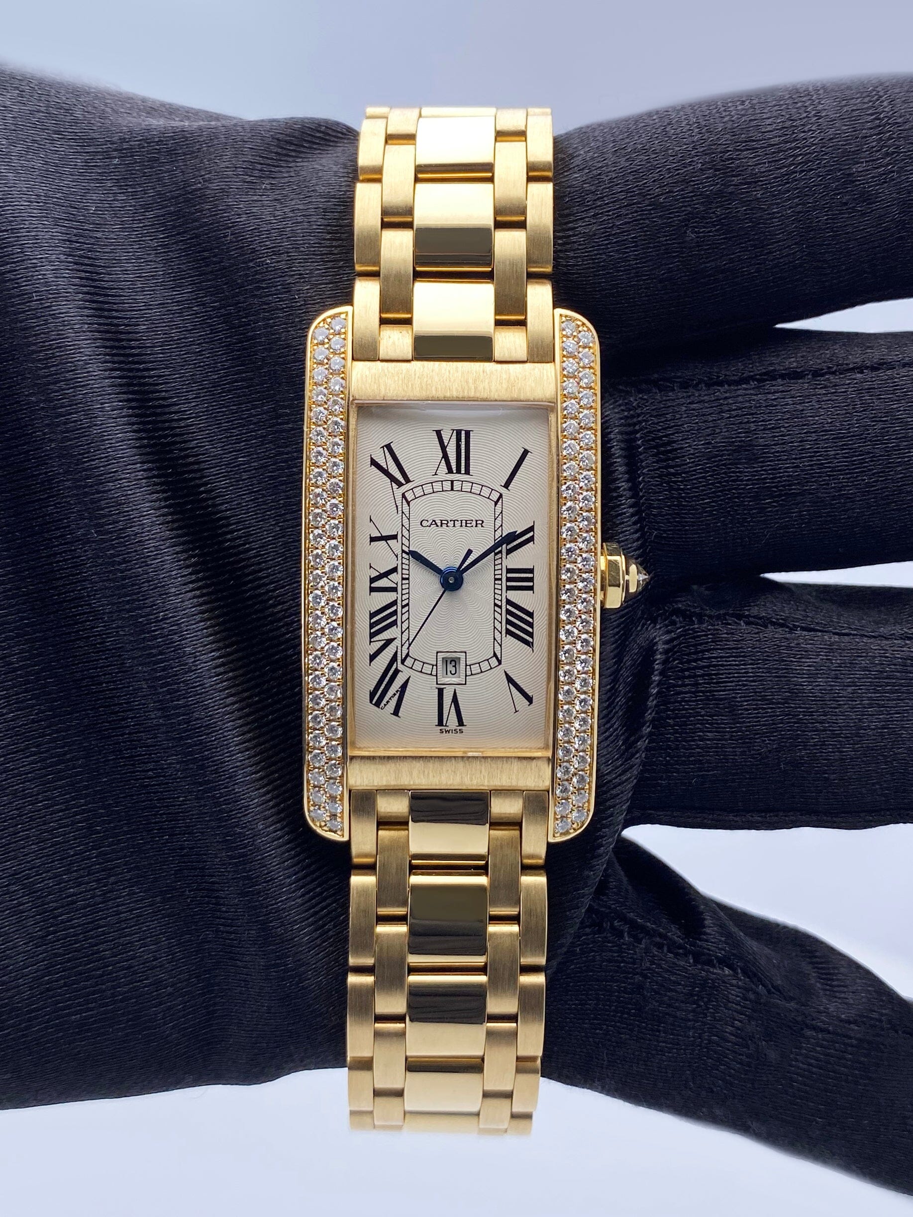 Cartier Tank Americaine WB7019K2 Diamond 18K Yellow Gold Ladies Watch - Watches