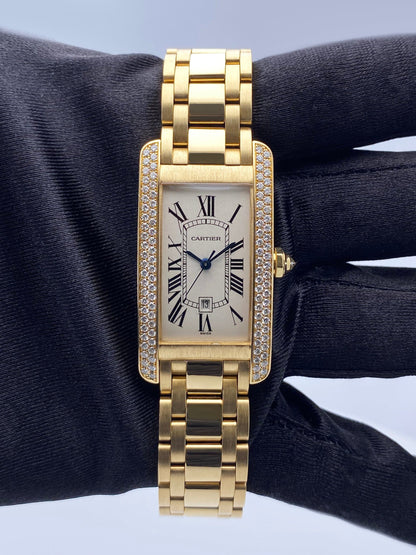 Cartier Tank Americaine WB7019K2 Diamond 18K Yellow Gold Ladies Watch - Watches
