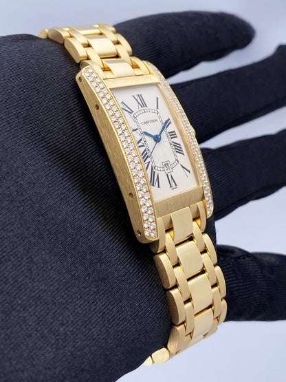 Cartier Tank Americaine WB7019K2 Diamond 18K Yellow Gold Ladies Watch - Watches