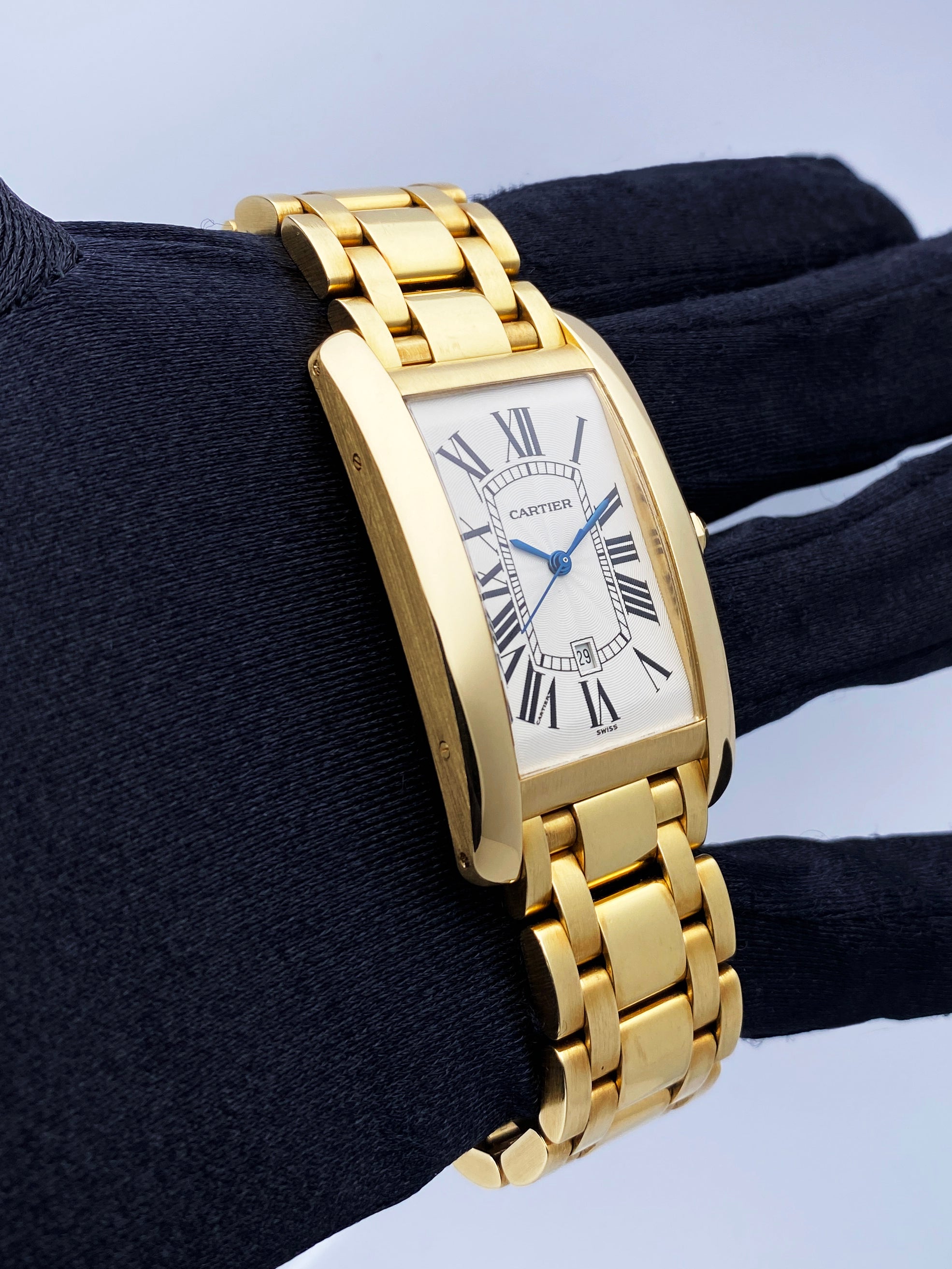 Cartier Tank Americaine Large W2603156 18K Yellow Gold Mens Watch
