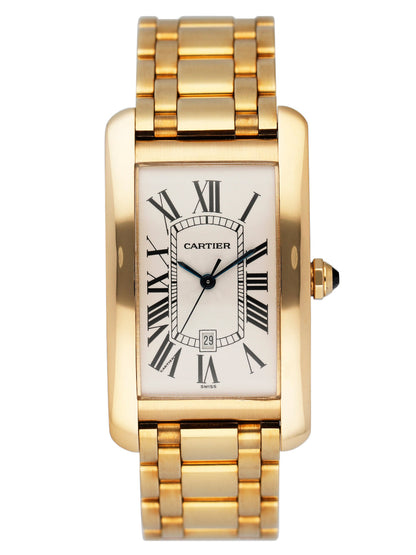 Cartier Tank Americaine XL W2603156 18K Yellow Gold Mens Watch