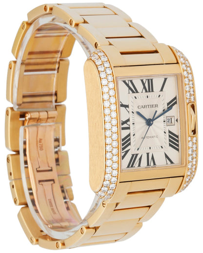 Cartier Tank Anglaise 3509 18K Yellow Gold Diamond Bezel Mens Watch