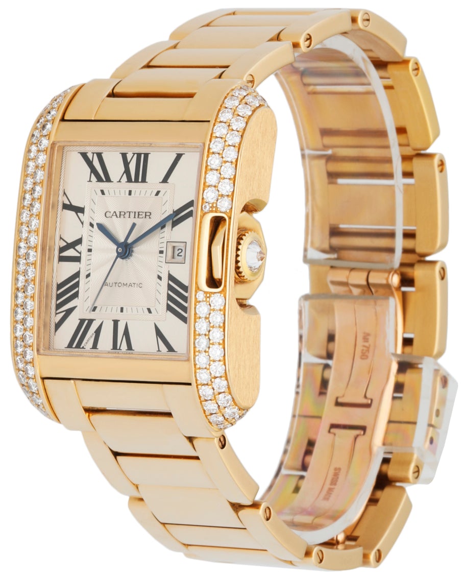 Cartier Tank Anglaise 3509 18K Yellow Gold Diamond Bezel Mens Watch