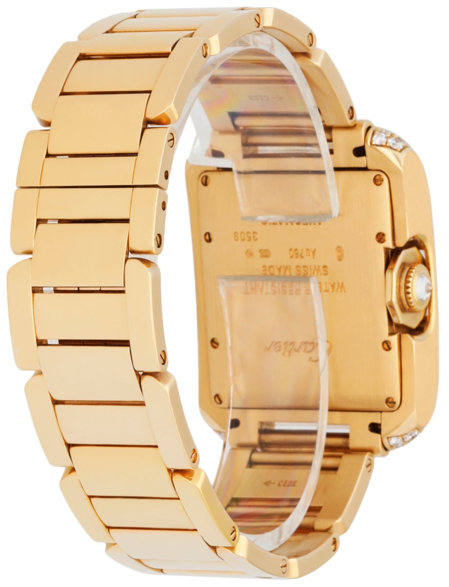 Cartier Tank Anglaise 3509 18K Yellow Gold Diamond Bezel Mens Watch