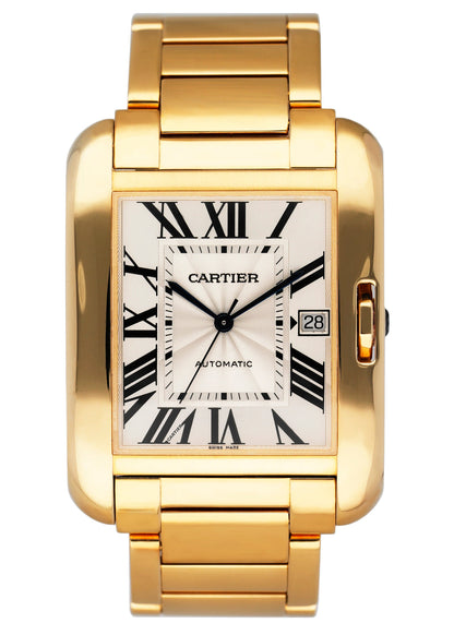 Cartier Tank Anglaise W5310018/3505 18K Yellow Gold Mens Watch Box Papers