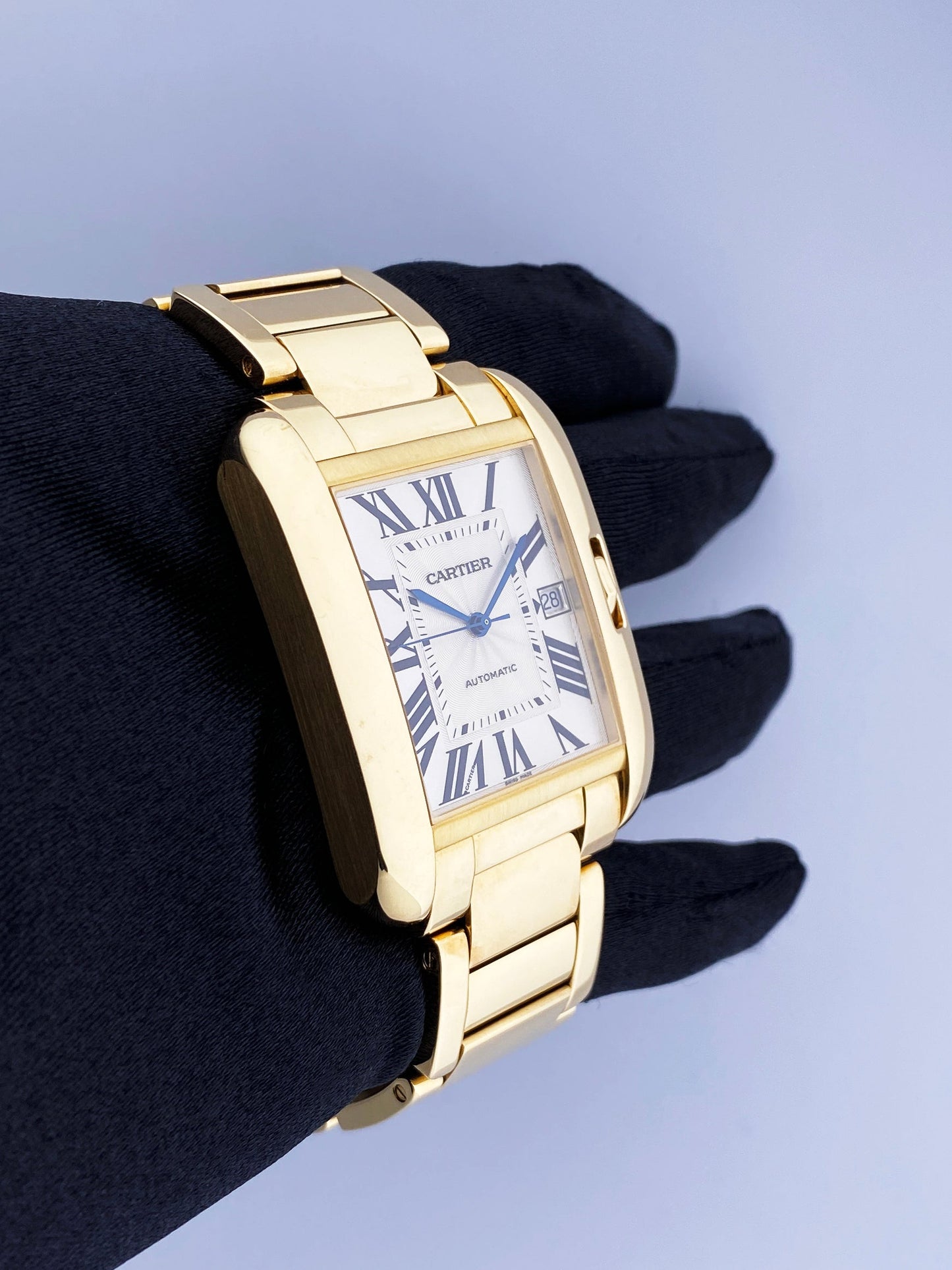 Cartier Tank Anglaise W5310018/3505 18K Yellow Gold Mens Watch Box Papers