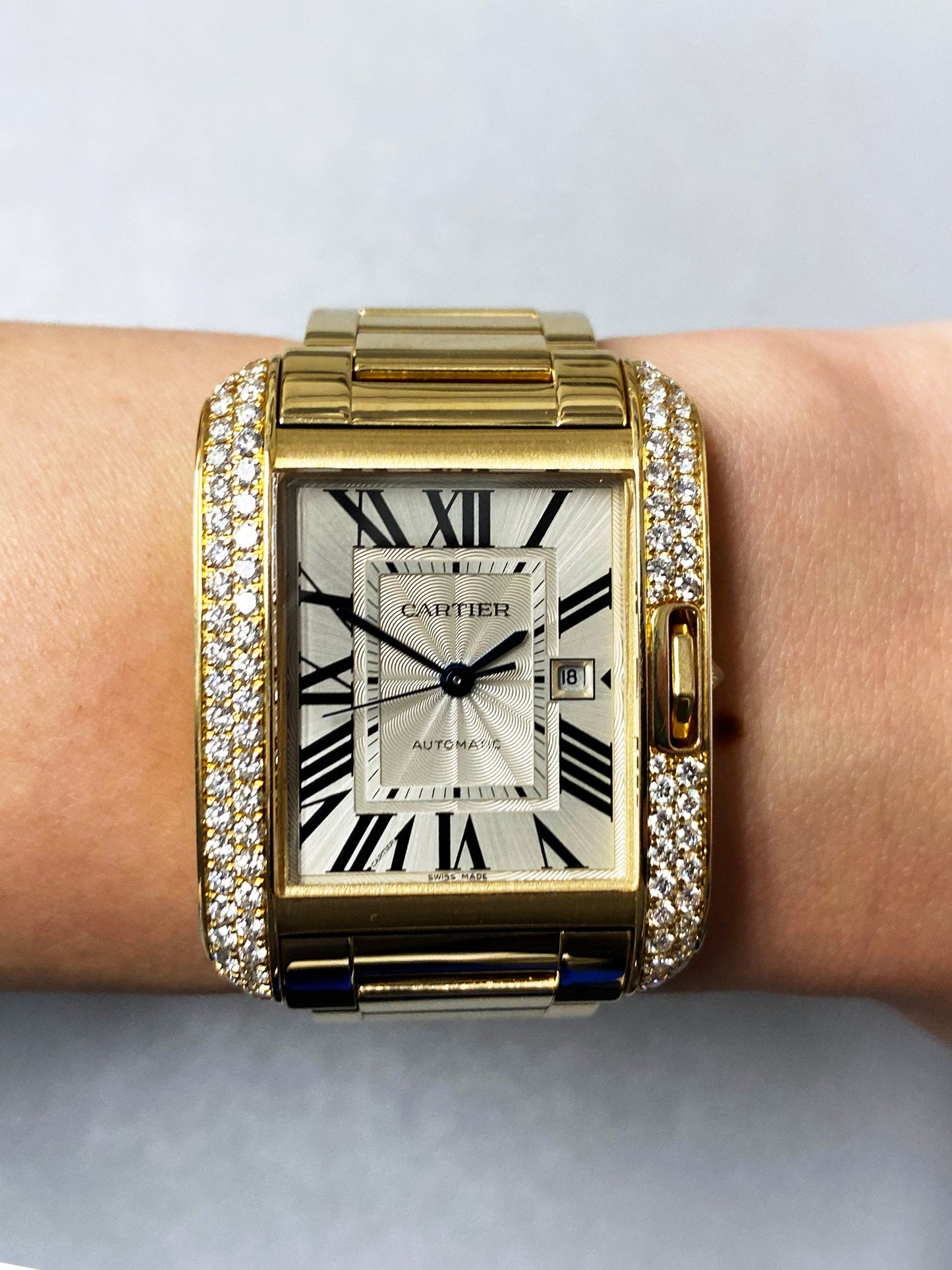 Cartier Tank Anglaise WT100006 18K Yellow Gold Diamond Box/Papers