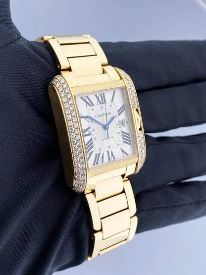 Cartier Tank Anglaise WT100006 18K Yellow Gold Diamond Box/Papers