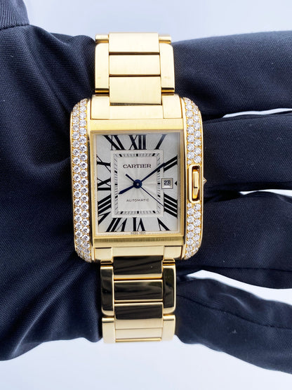 Cartier Tank Anglaise WT100006 18K Yellow Gold Diamond Box/Papers