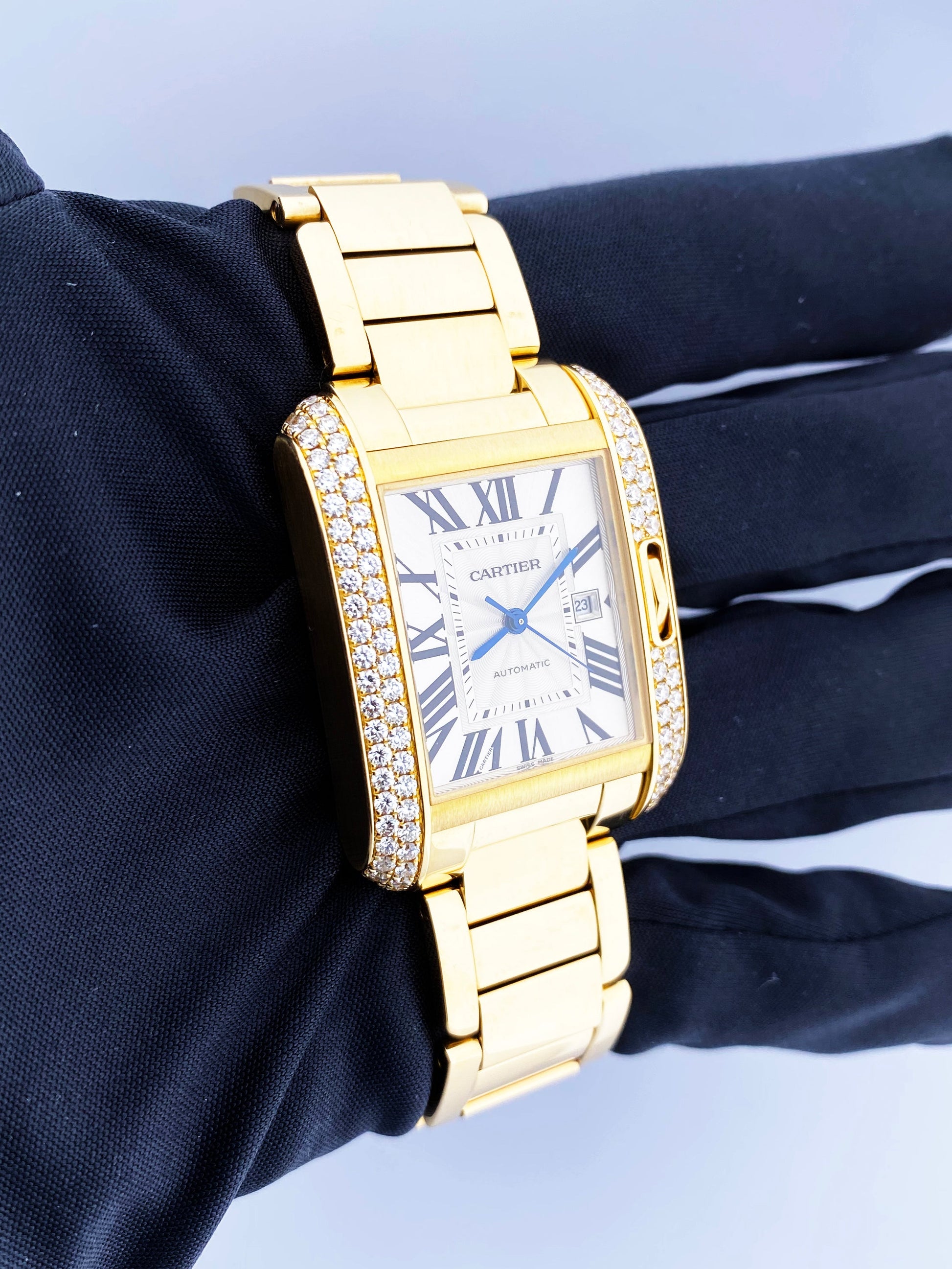 Cartier Tank Anglaise WT100006 18K Yellow Gold Diamond Box/Papers
