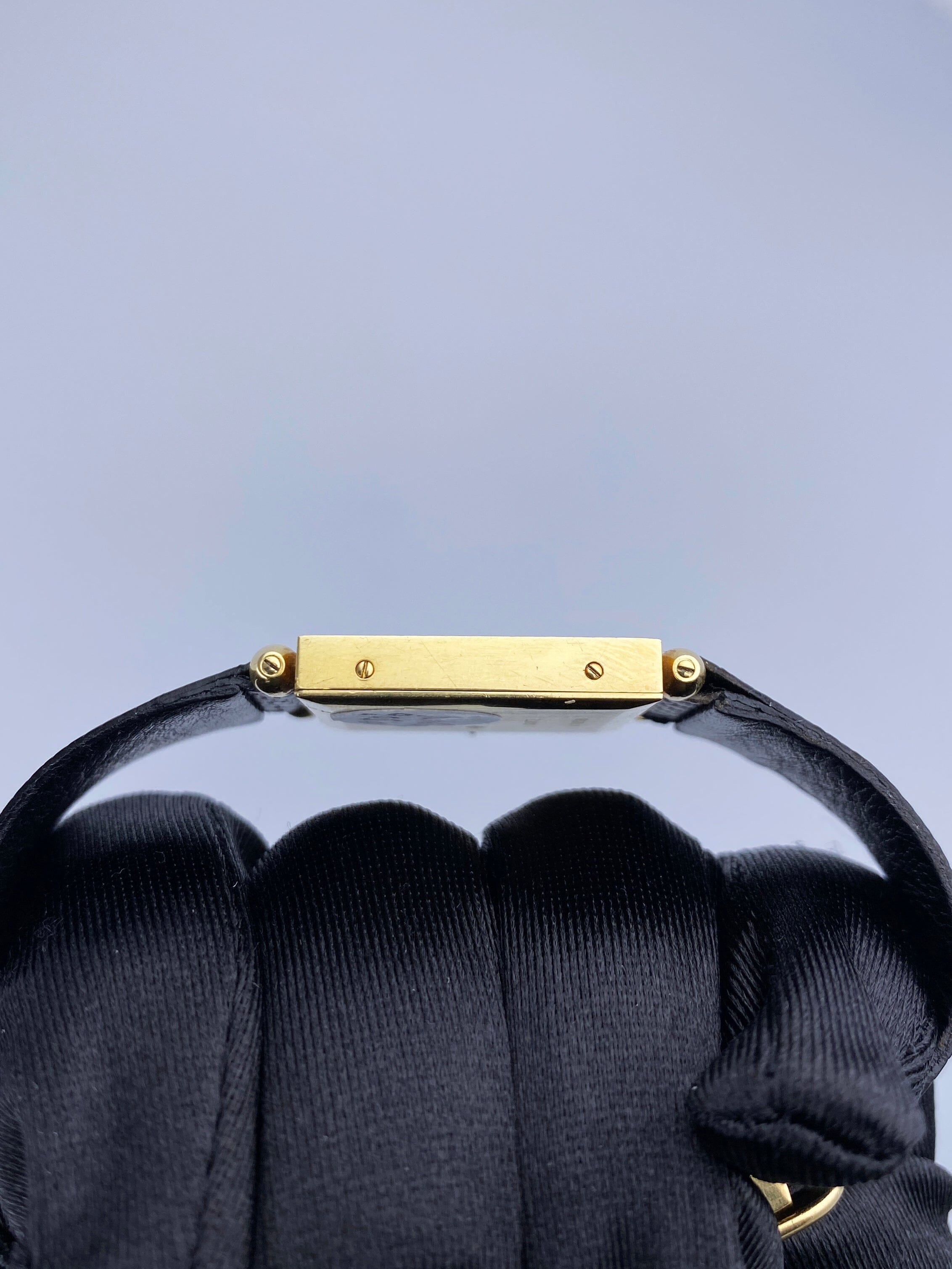 Cartier Tank Carré Obus W852 Blue Enamel 18K Yellow Gold Ladies