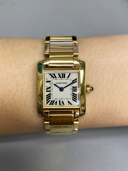 Cartier Tank Francaise 1820 18K Yellow Gold Ladies Watch Box Papers - Virtual