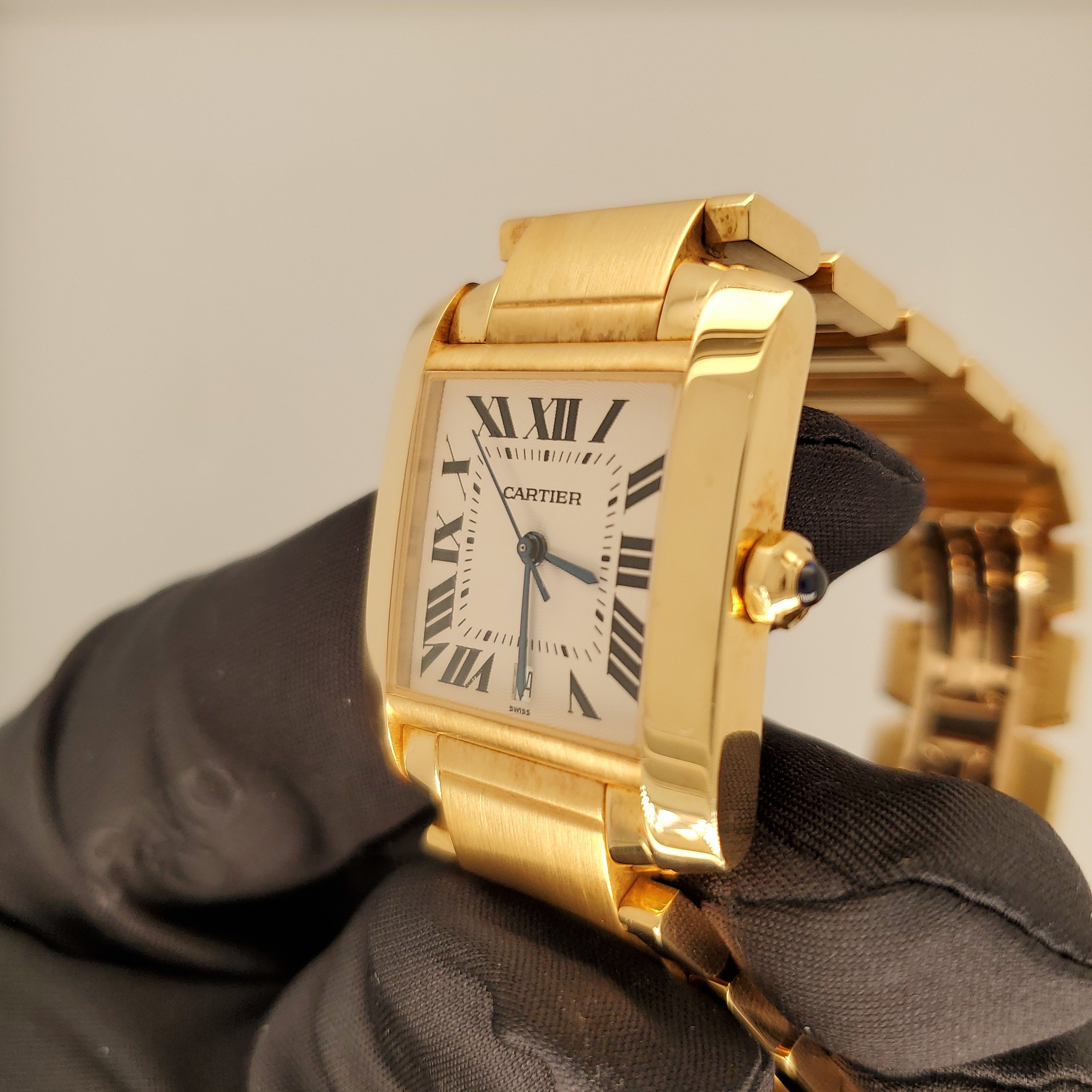 Cartier ゴールド レザー 時計 Cartier Tank Francaise 1840 18K Yellow Gold Watch | Phigora