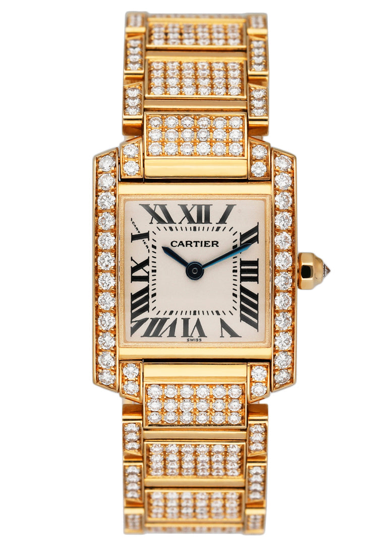 Cartier Tank Francaise 2364 Diamond Ladies Watch Box Papers