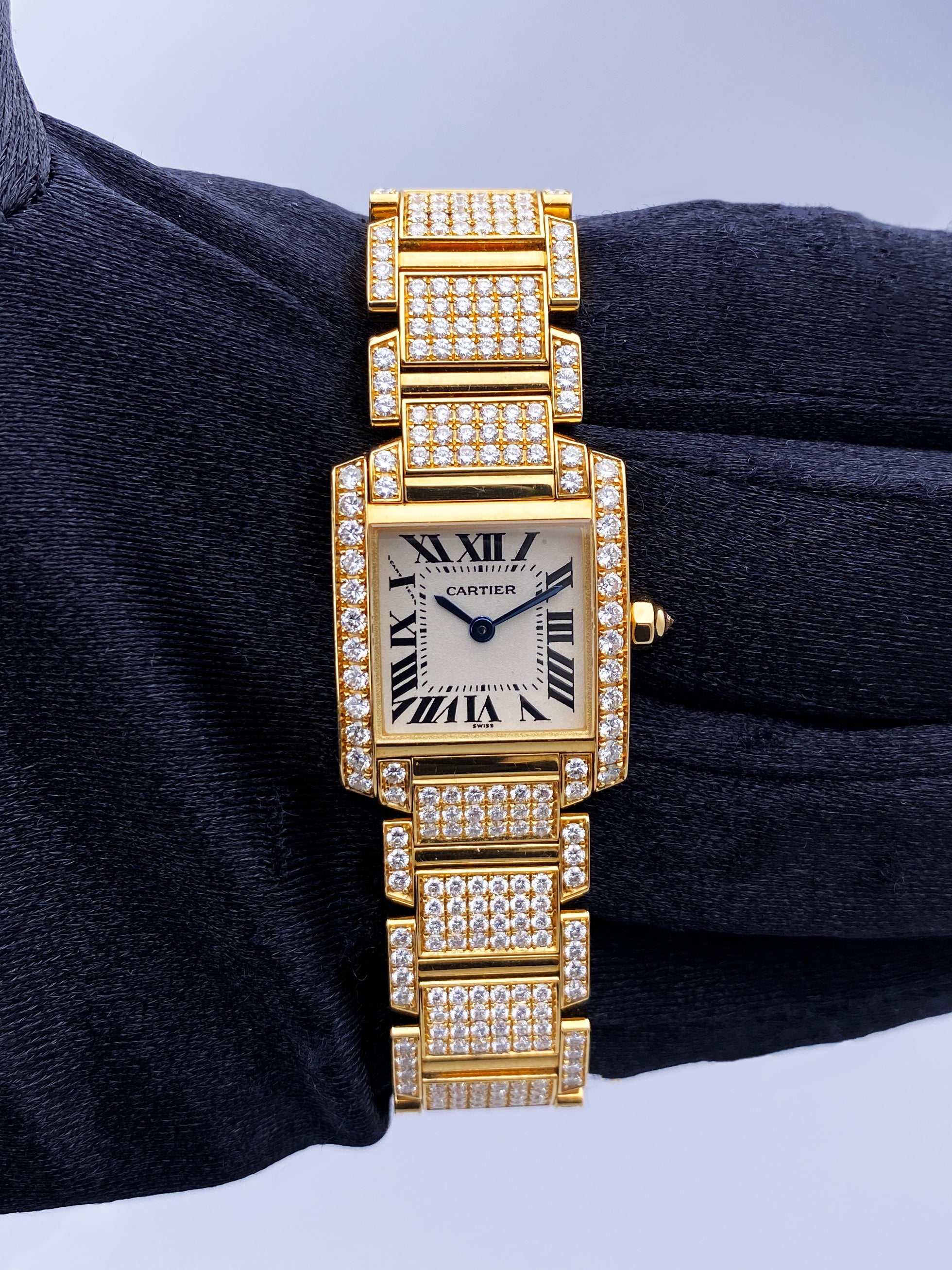 Cartier Tank Francaise WE1001RD Diamond Ladies Watch Box Papers