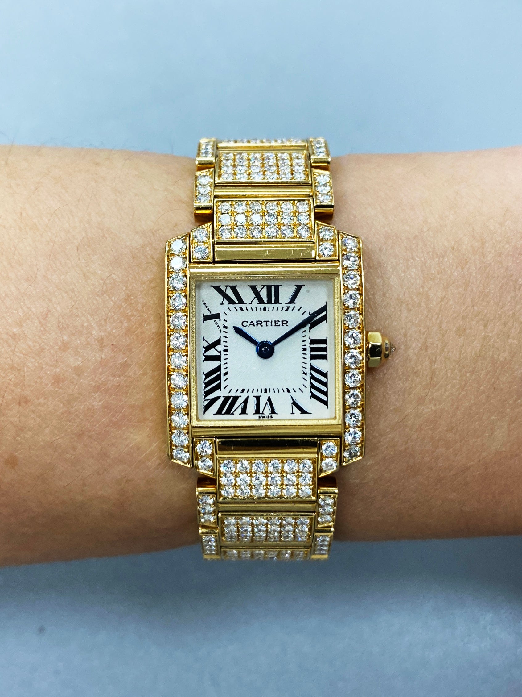 Cartier Tank Francaise WE1001RD Diamond Ladies Watch Box Papers