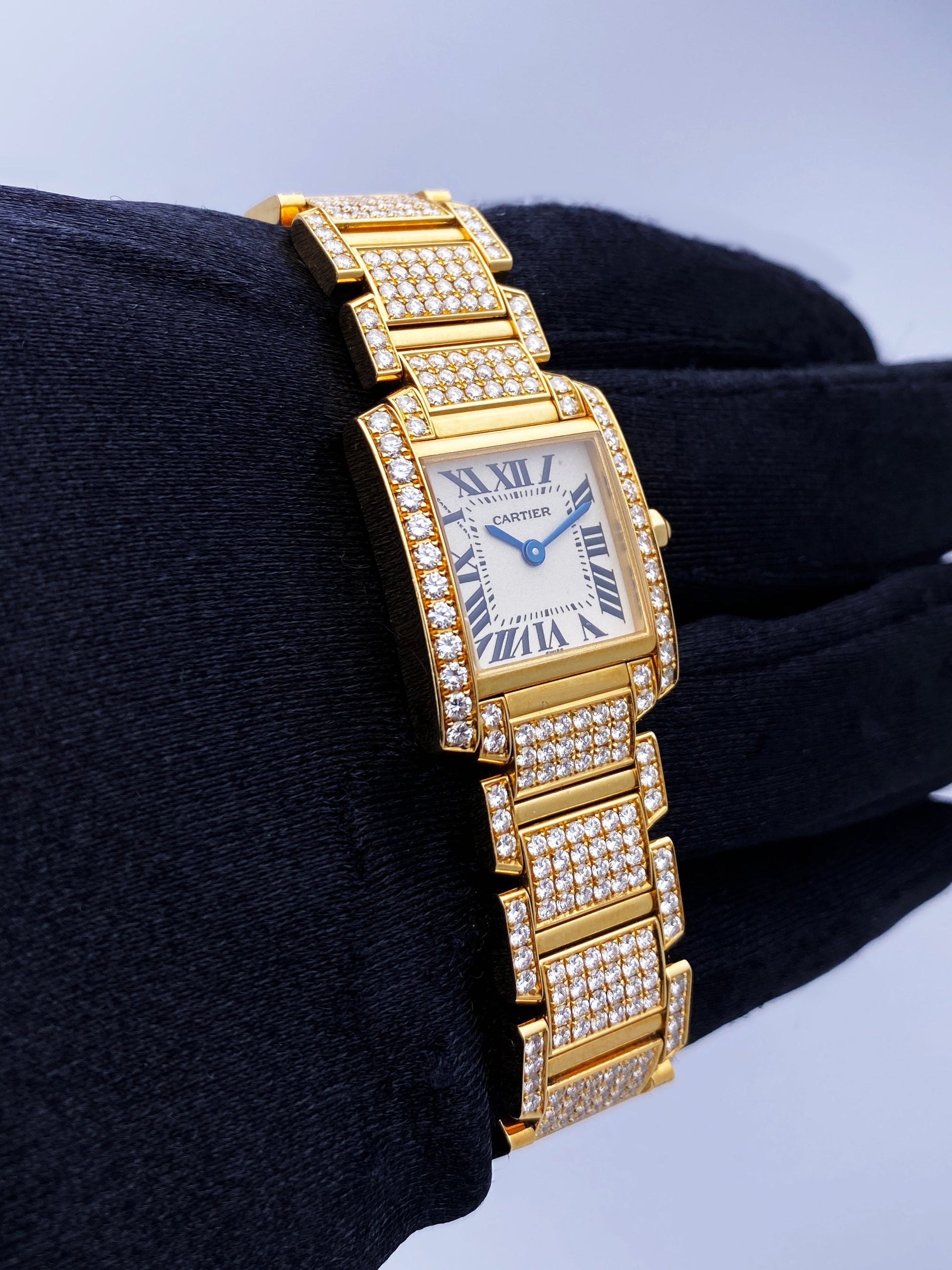 Cartier Tank Francaise 2364 Diamond Ladies Watch Box Papers