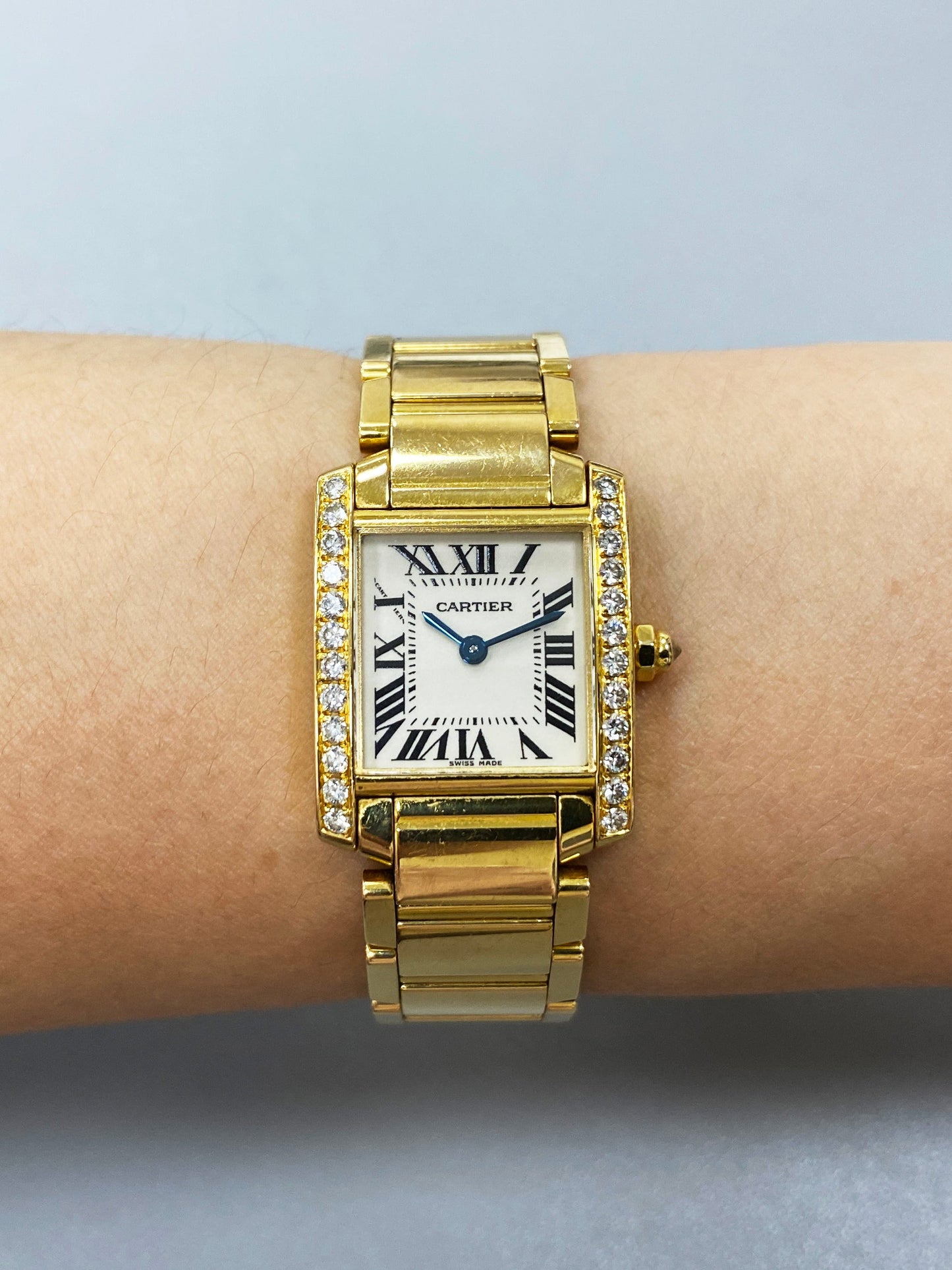 Cartier Tank Francaise 2385 18k Yellow Gold Diamond Ladies Watch