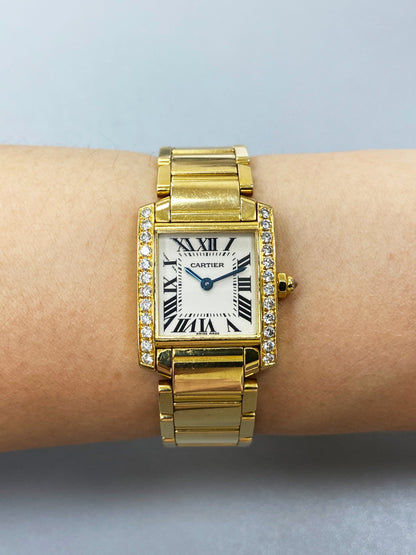 Cartier Tank Francaise 2385 18k Yellow Gold Diamond Ladies Watch
