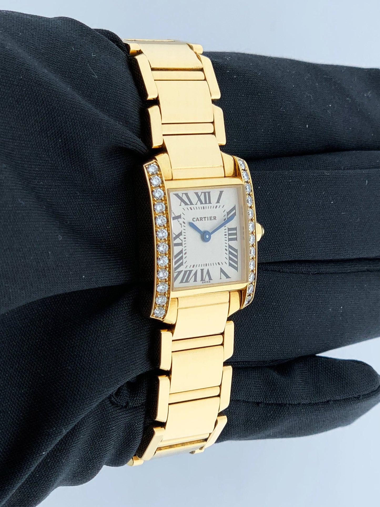 Cartier Tank Francaise 2385 18k Yellow Gold Diamond Ladies Watch - Wristwatch