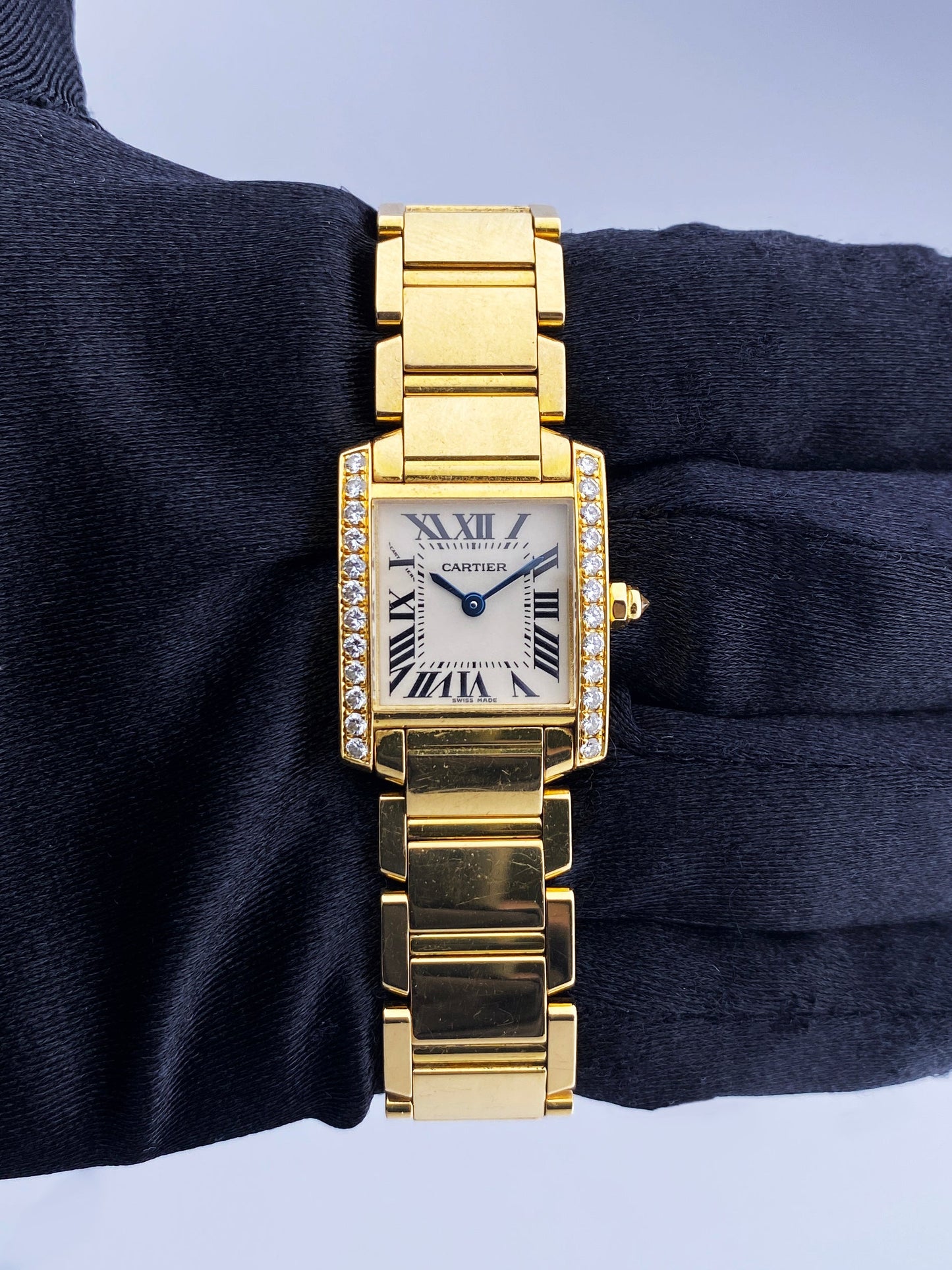 Cartier Tank Francaise 2385 18k Yellow Gold Diamond Ladies Watch