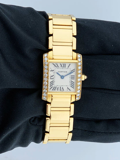 Cartier Tank Francaise 2385 18k Yellow Gold Diamond Ladies Watch - Wristwatch