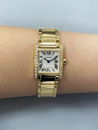 Cartier Tank Francaise 2385 Diamond 18k Yellow Gold Ladies Watch