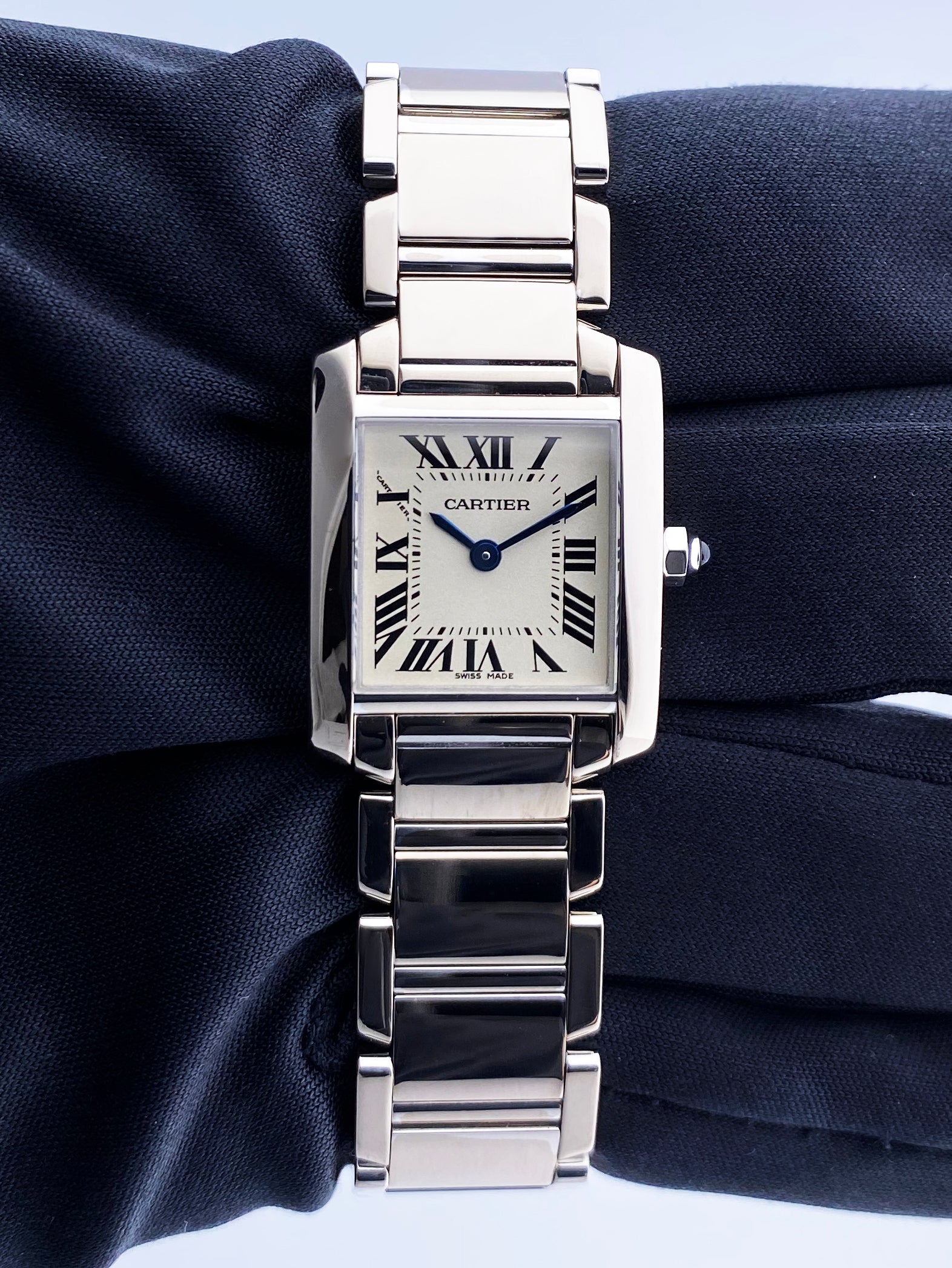 Cartier Tank Francaise 2403 18K White Gold Ladies Watch - Wristwatch