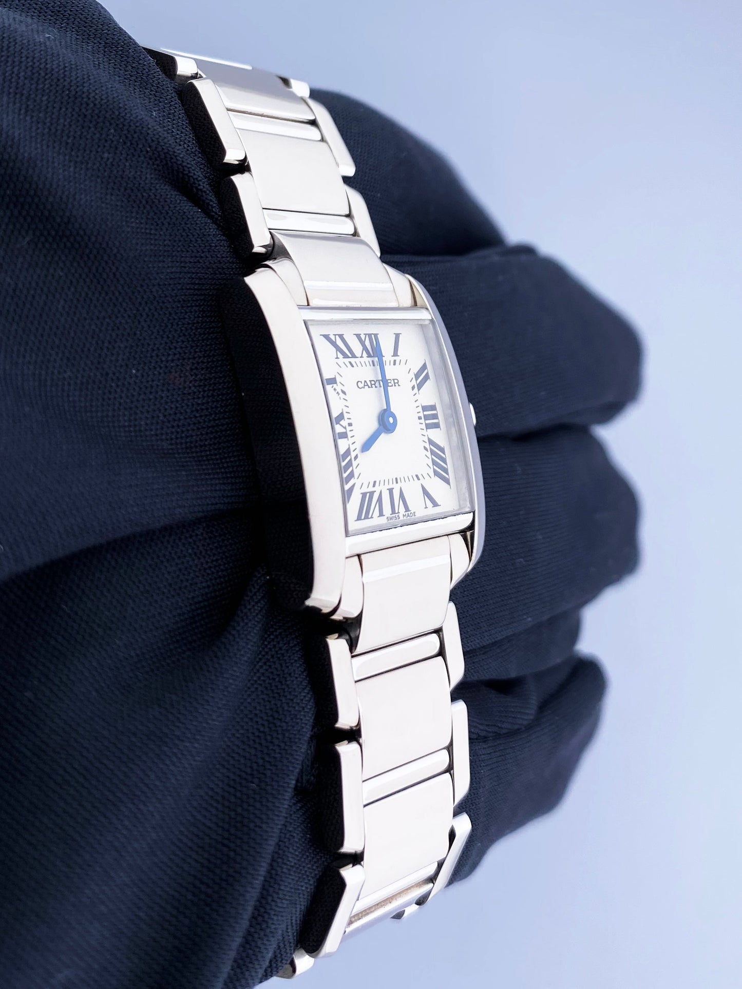 Cartier Tank Francaise 2403 18K White Gold Ladies Watch - Wristwatch