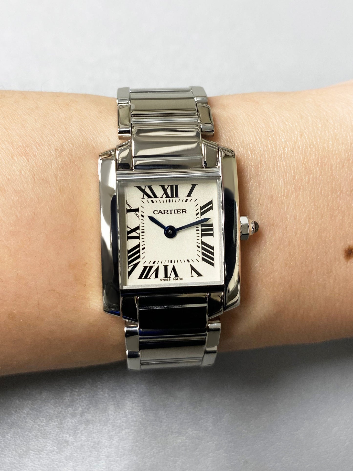 Cartier Tank Francaise 2403 18K White Gold Ladies Watch - Wristwatch