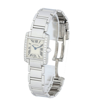 Cartier Tank Francaise 2403 White Gold Diamond Ladies Watch - Virtual