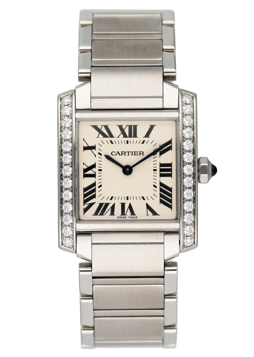Cartier Tank Francaise 3751 Diamond Midsize Ladies Watch Box Papers