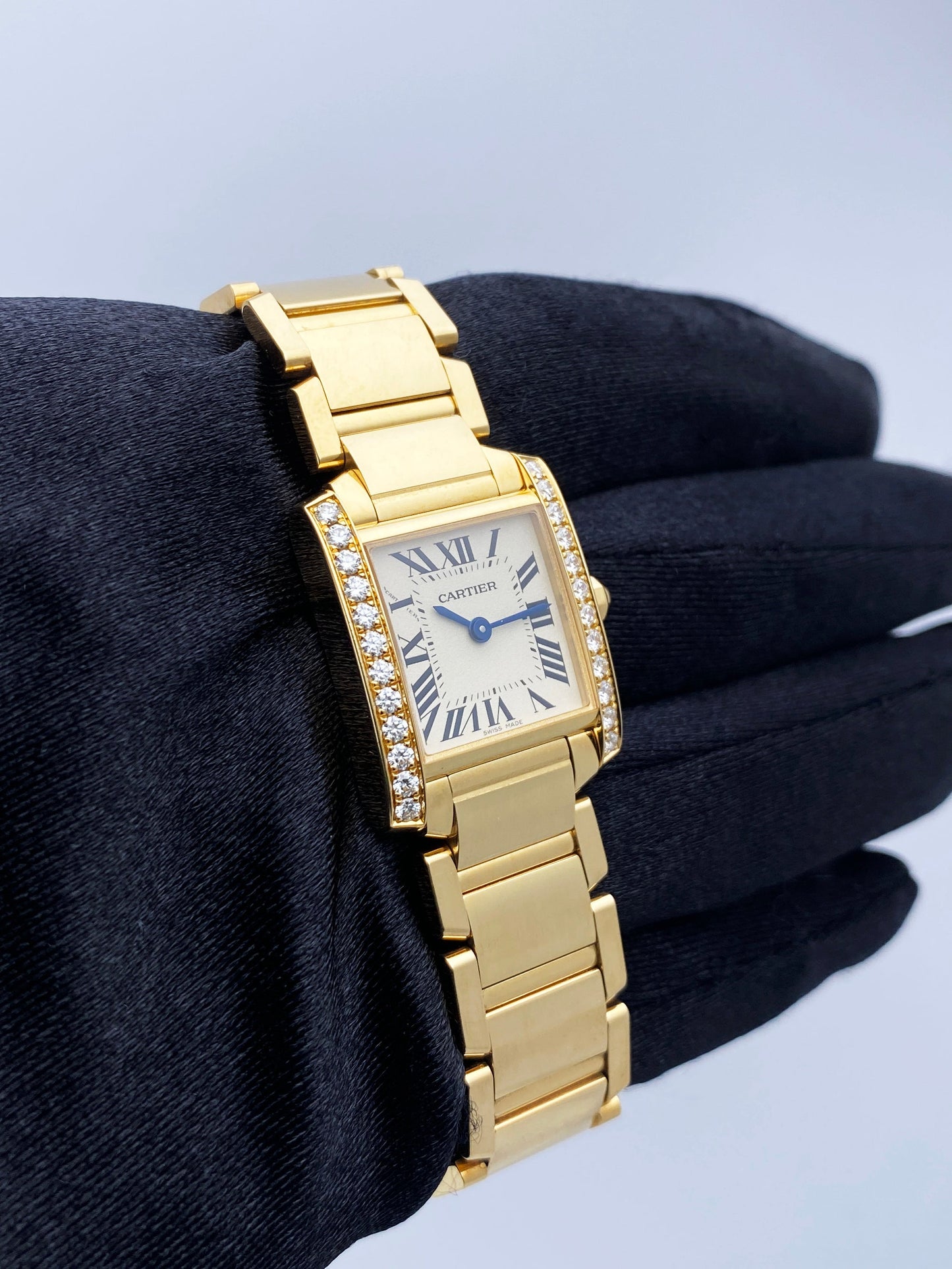 Cartier Tank Francaise WJTA0024 Diamond Bezel Ladies Watch Box Papers - Wristwatch