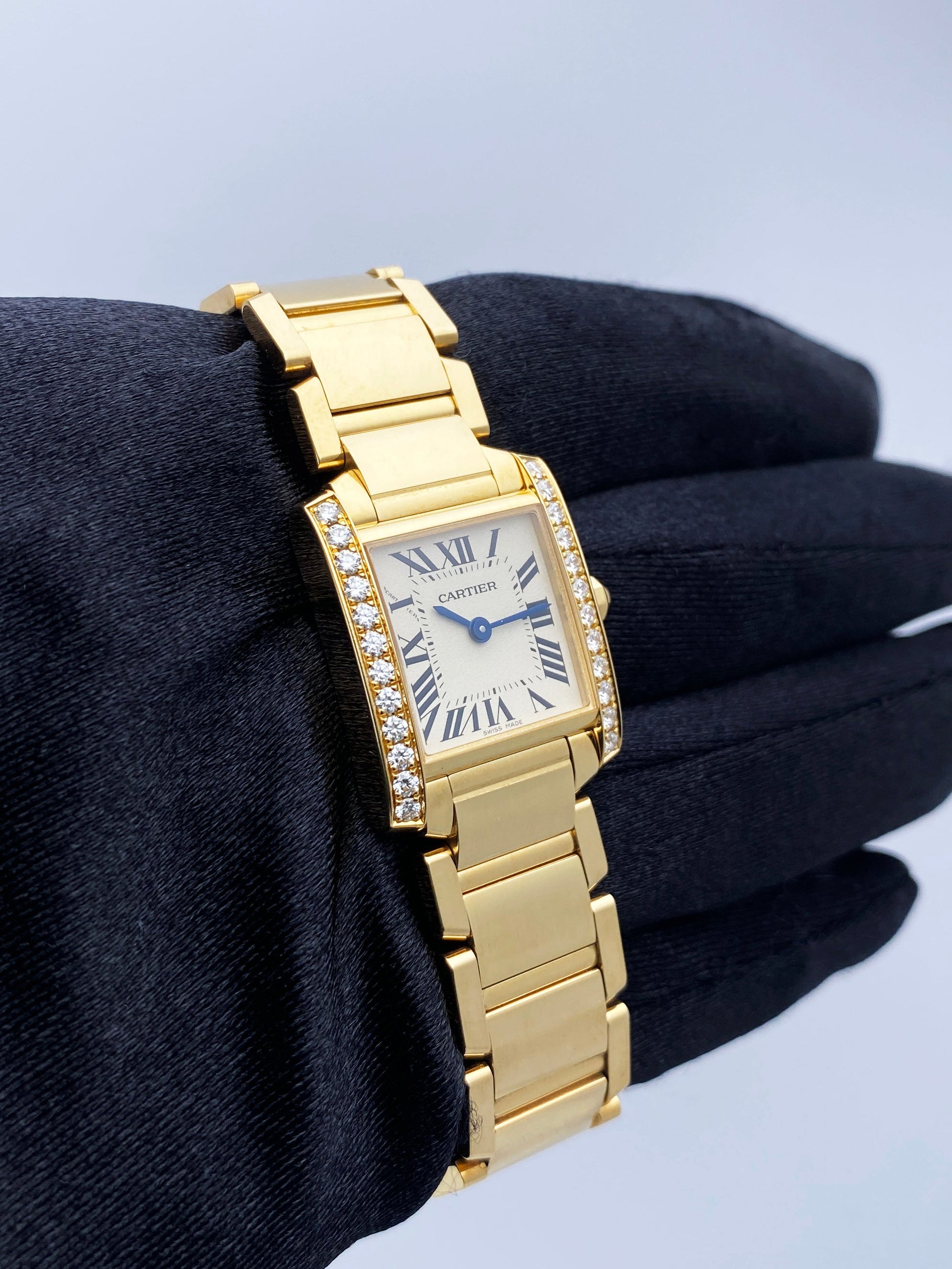 Cartier Tank Francaise WJTA0024 Diamond Bezel Ladies Watch Box Papers - Wristwatch