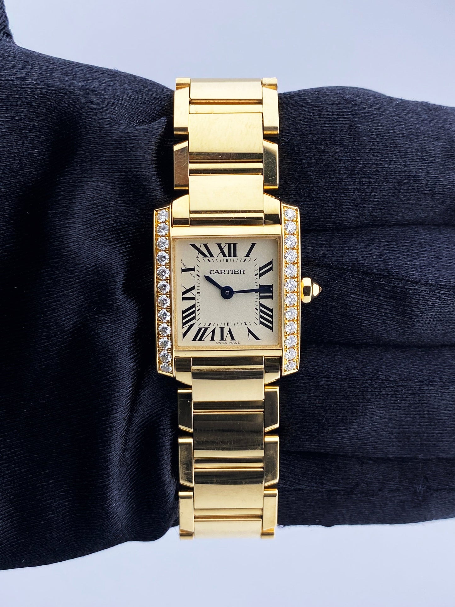 Cartier Tank Francaise WJTA0024 Diamond Bezel Ladies Watch Box Papers - Wristwatch