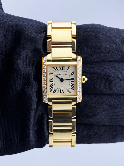 Cartier Tank Francaise WJTA0024 Diamond Bezel Ladies Watch Box Papers - Wristwatch
