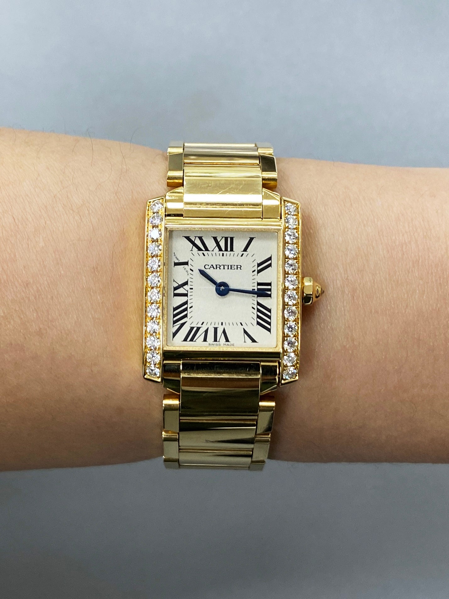 Cartier Tank Francaise WJTA0024 Diamond Bezel Ladies Watch Box Papers - Wristwatch